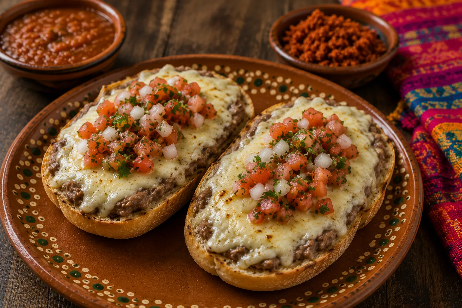Molletes con frijoles y queso — simple Mexico City breakfast