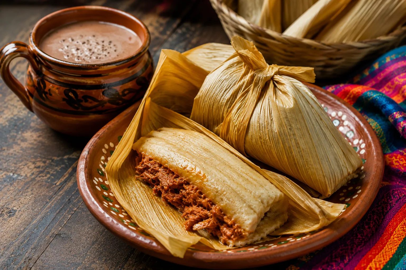 Tamales with champurrado — Mexico City street breakfast